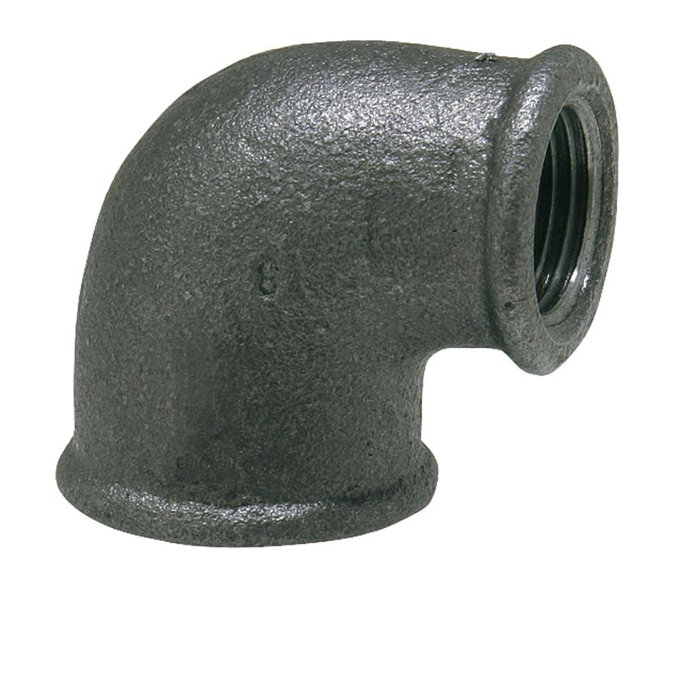 Reduzierter Temperguss Winkel 90° IG 1/2" x 3/8" schwarz DN15 x DN10