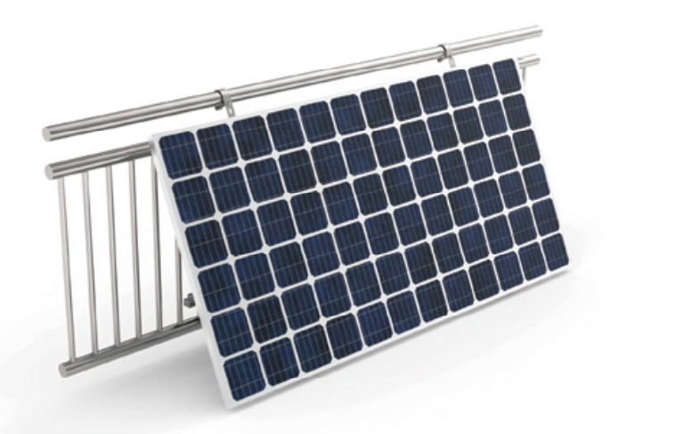 Solarmodul Halterung für Balkonkraftwerke - runde Geländer bis 30° neigbar - 0% MwSt.