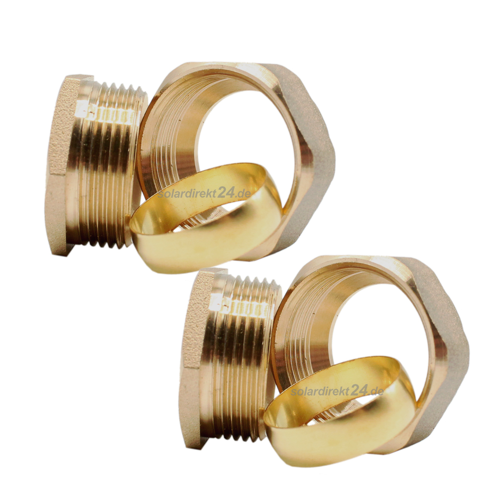 2er-Set Messing Blindstopfen Ø 22mm – Rohrstopfen für Kollektoren
