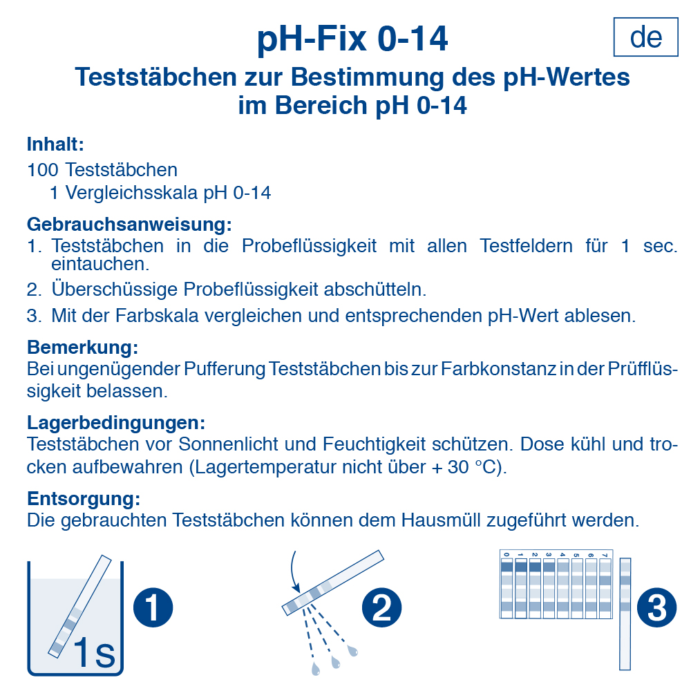 100 Stück pH Teststäbchen Indikatorstäbchen ph 0-14 Solarflüssigkeit Säuren