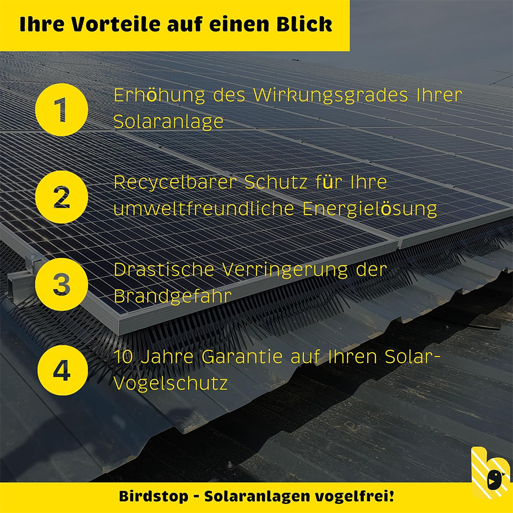Birdstop Kunstoffclip - Zubehör Vogelschutz für Solaranlagen – Marderschutz für PV-Module & Dach Birdstop Kunstoffclip - Zubehör Vogelschutz für Solaranlagen – Marderschutz für PV-Module & Dach