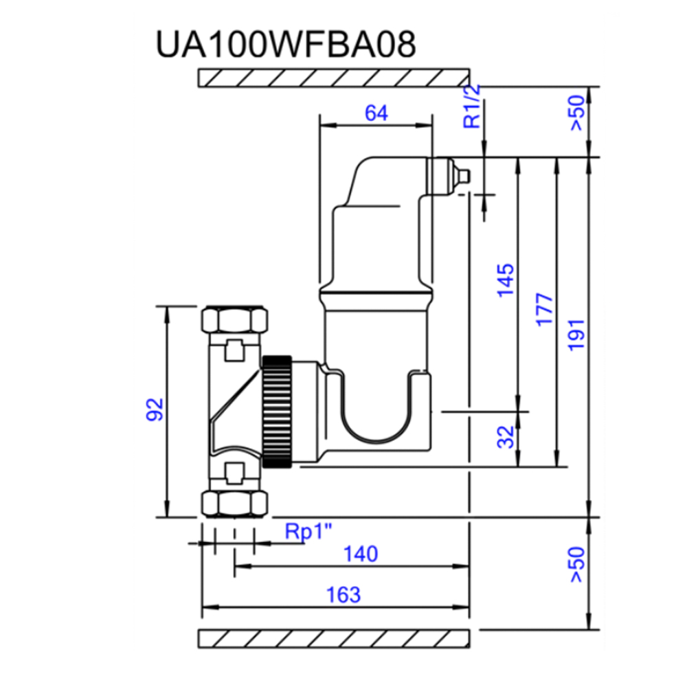 1 Zoll AUTOCLOSE-LUFTABSCHEIDER - Universal - SpiroVent Solar bis 180°