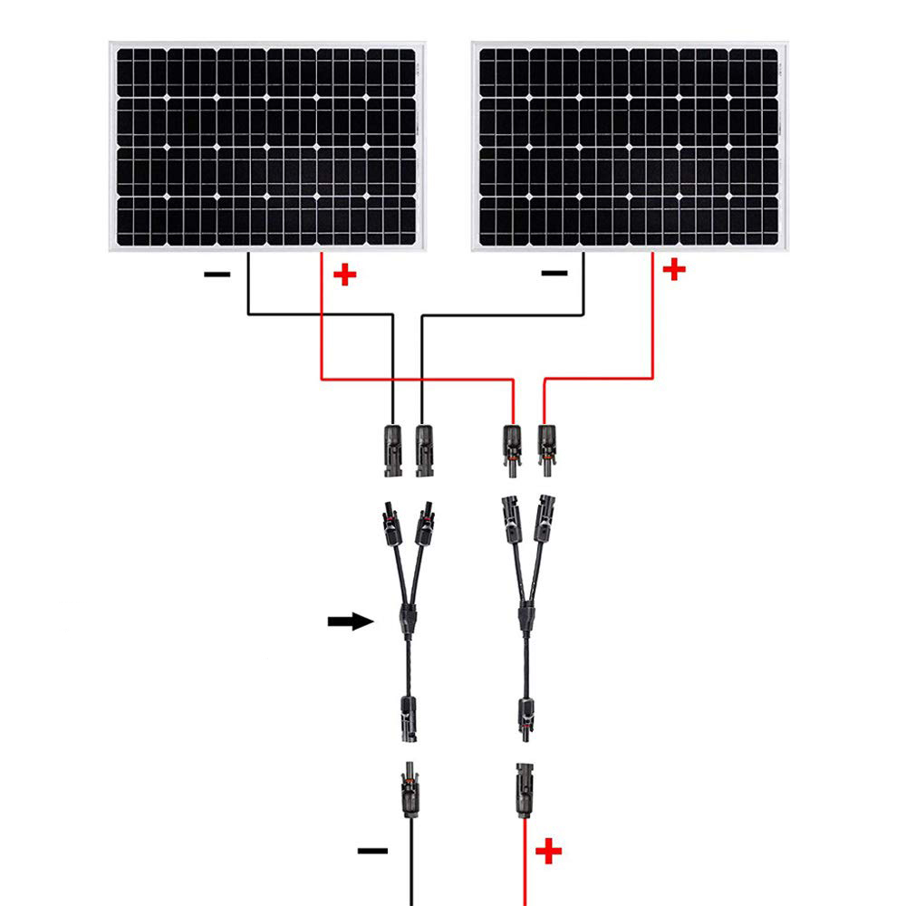 1 Paar Solarpanel Kabelverbinder – Y-Abzweigverbinder (MFF/FMM) Schwarz - 0%