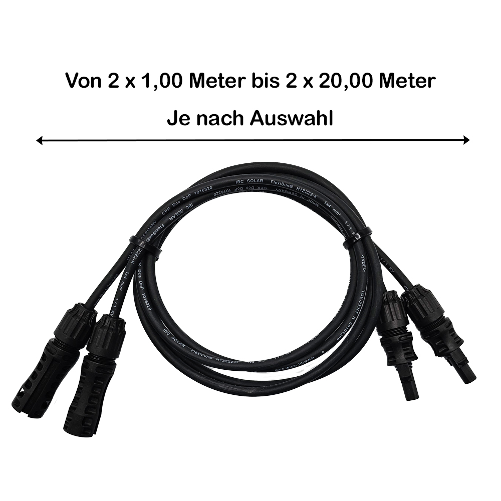Solar Verlängerungskabel mit MC4-Steckverbindern – IBC FlexiSun 1x4mm² Schwarz - 0% MwSt.