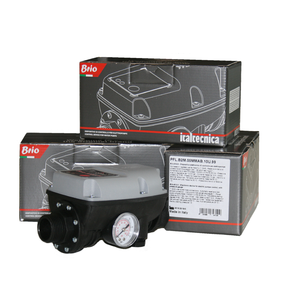 Brio_3 Italtecnica Brio 2000 Pumpensteuerung elektronischer Druckschalter Steuersystem mit Manometer