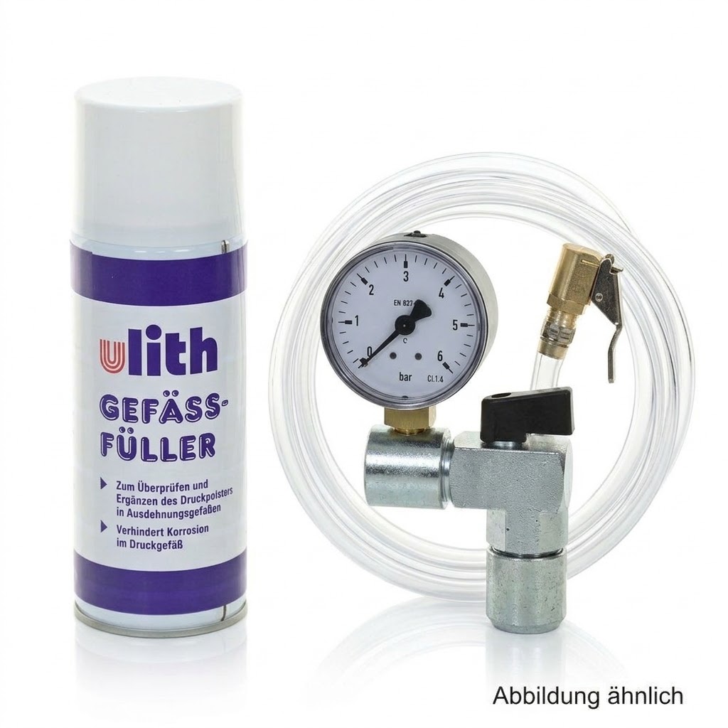 MAG Gefäßfüller 400 ml inkl. Druckflaschen-Adapter mit Manometer 6 bar – für Membran-Ausdehnungsgefäße
