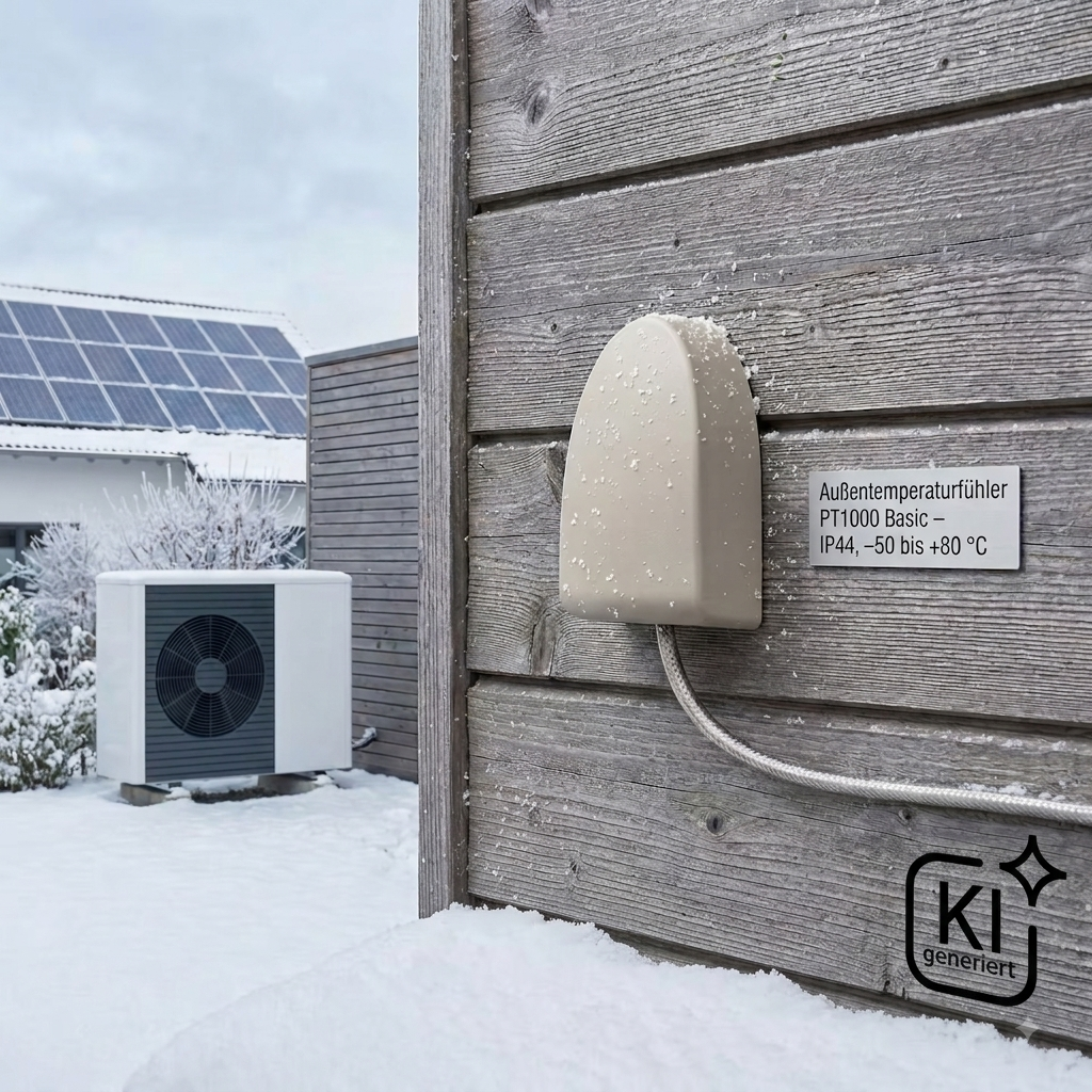 Außentemperatursfühler PT1000 Basic – präziser Außensensor für Heizungs-, Solar- & Wärmepumpenregelung, IP44, −50 bis +80 °C