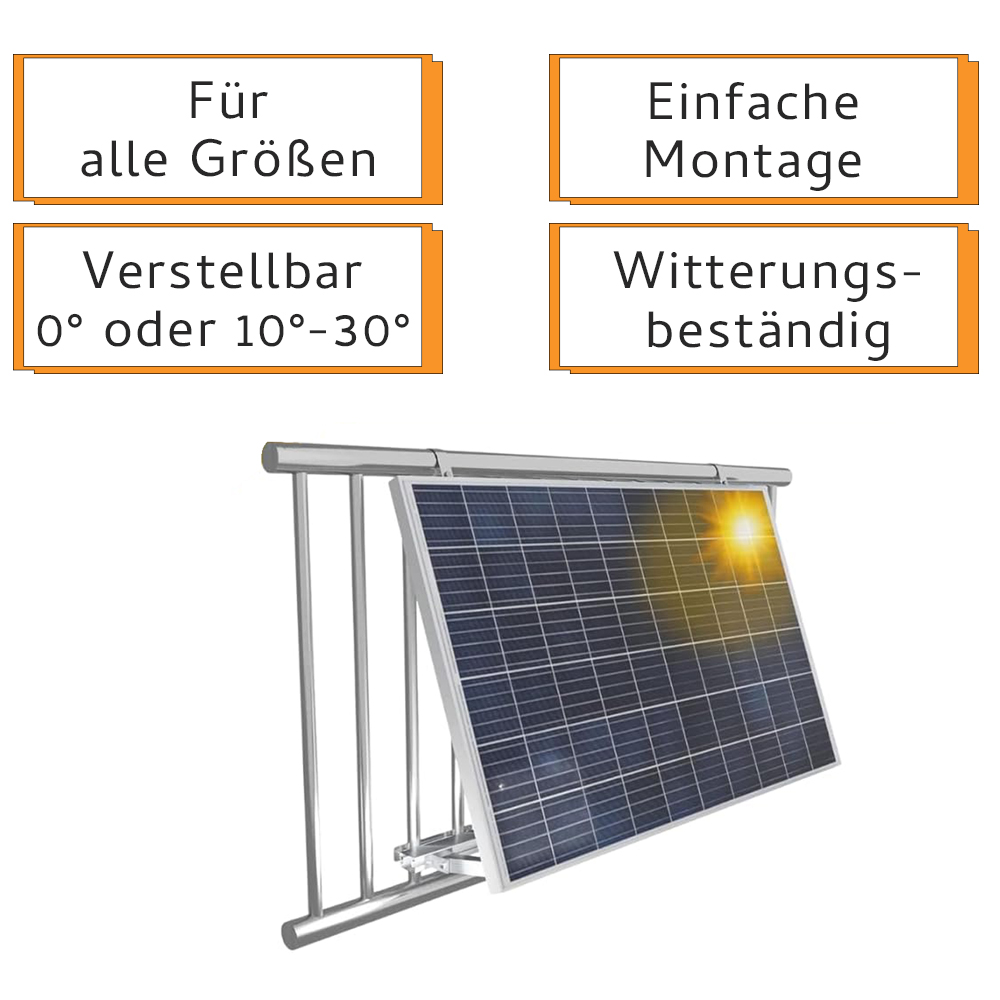 Balkonkraftwerk Halterung bis 30° neigbar 1 oder 2 Module - 0% MwSt.