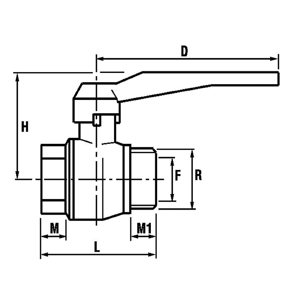 9002638-02 Kugelhahn voller Durchgang PN20 IGxAG – DN10 bis DN40 (3/8" bis 1 1/2") – Messing vernickelt, Kugel verchromt – für Heizung, Solarthermie, Radiatoren & Rohrleitungen