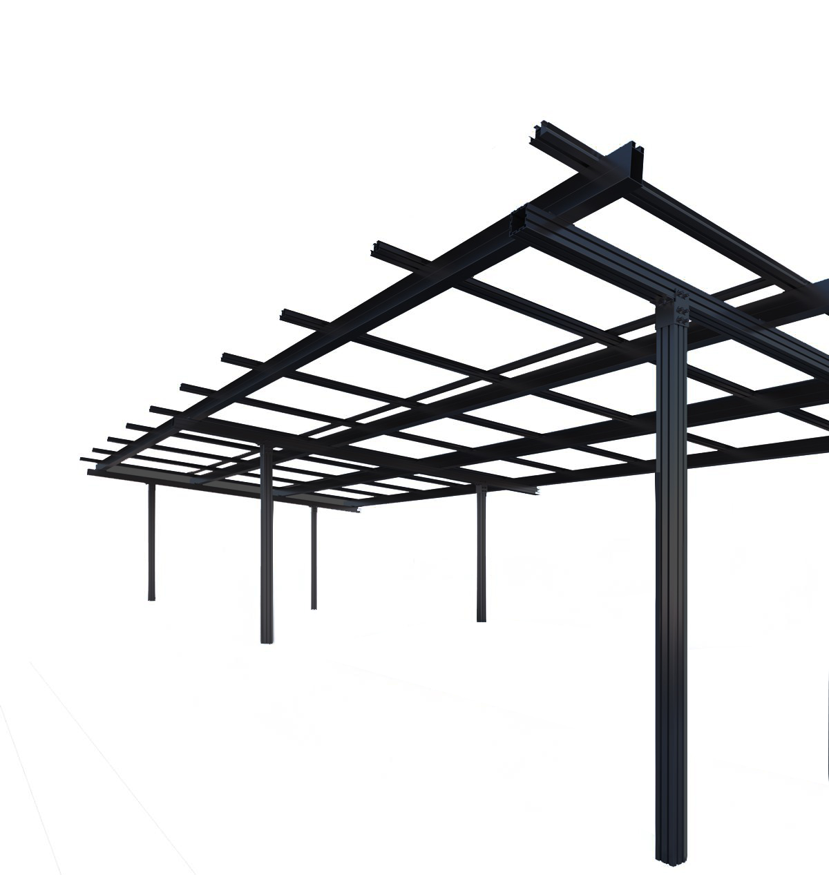 Solarcarport für 2 Fahrzeuge inkl. 15x Jolywood 450Wp Bifazial Transparent Black Module – Aluminium schwarz, modular erweiterbar