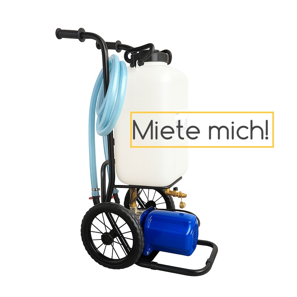 Solaranlagen Befüll- und Spülcenter zur Miete – Spülstation mit 25L Tank, leistungsstarke 1200W Pumpe, ideal für Solarthermie, Fußbodenheizung und geschlossene Heizsysteme