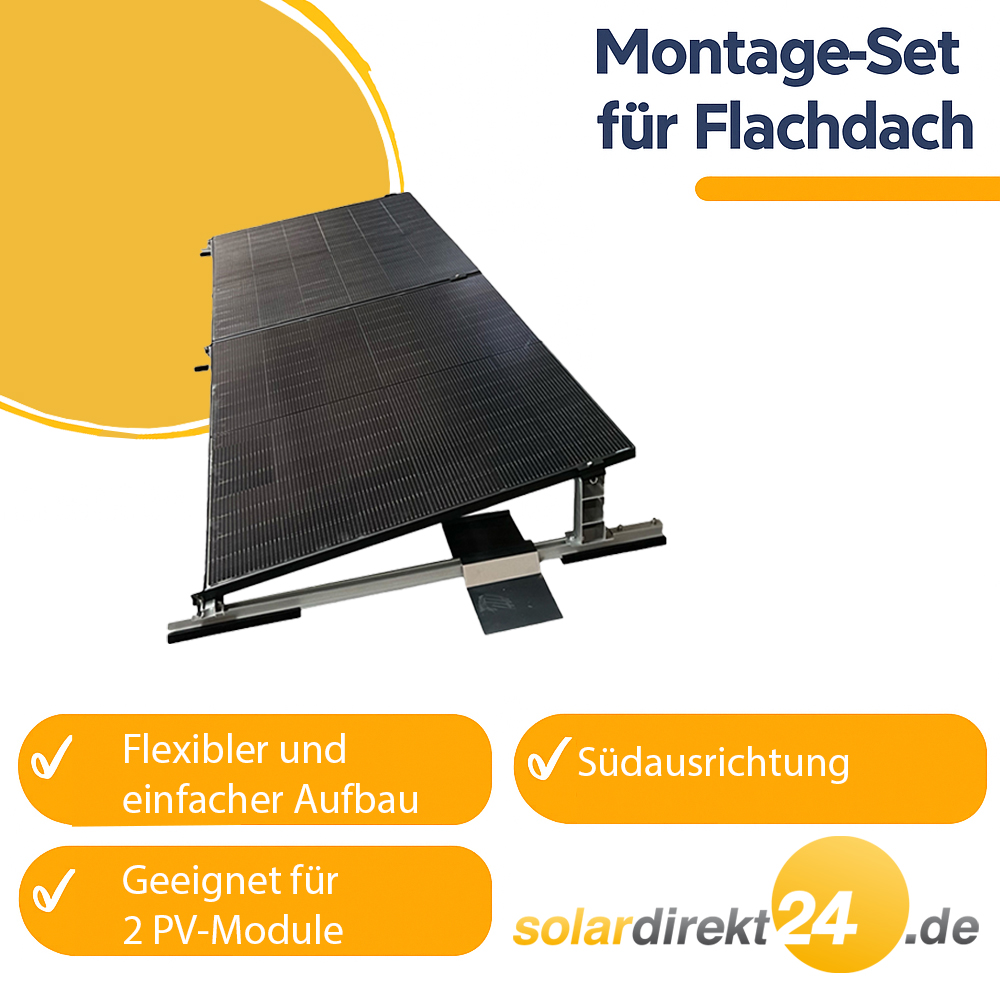 Solar Halterung Flachdach Ballast Montageset Dach Befestigung für 2 Solarmodule