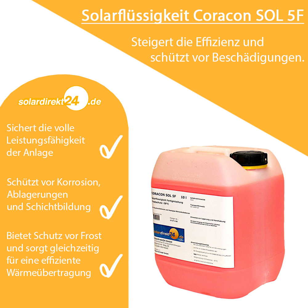 Solarflüssigkeit Coracon Sol 5F -28°C Solarliquid Frostschutz Solaranlage