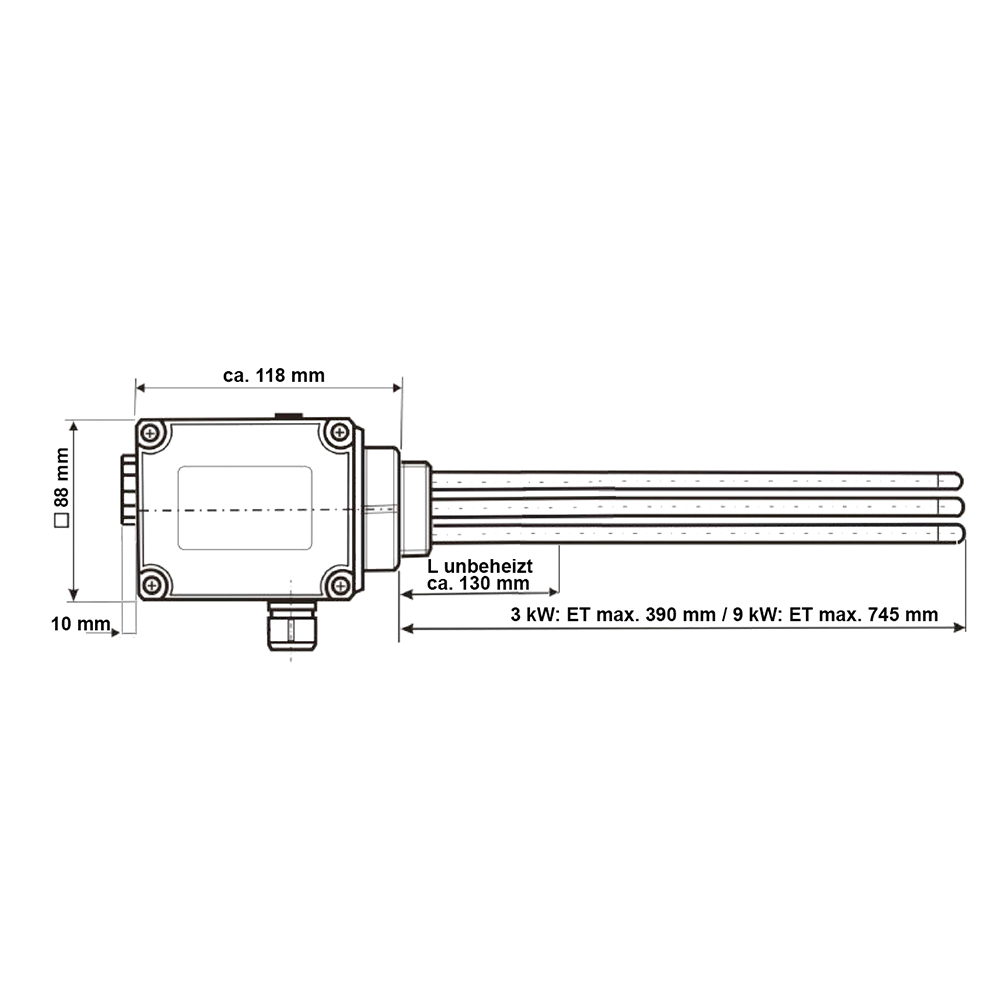 Elektroheizstab 9kW Gewinde 1 1/2" regelbar mit AC-Thor 9s Manager Einschraubheizkörper B-Ware Elektroheizstab 9kW Gewinde 1 1/2" regelbar mit AC-Thor 9s Manager Einschraubheizkörper B-Ware