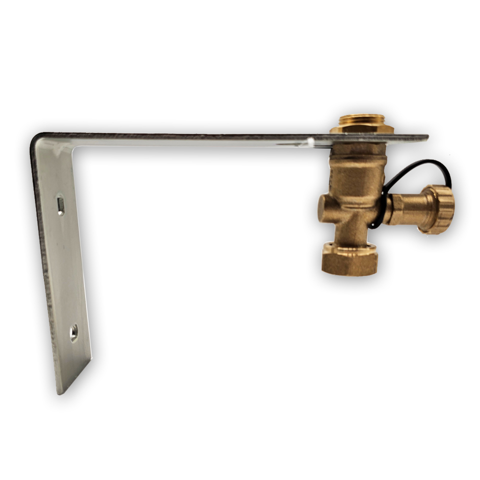 Wandhalterung für Ausdehnungsgefäße inklusive Kappenventil mit Ablasshahn