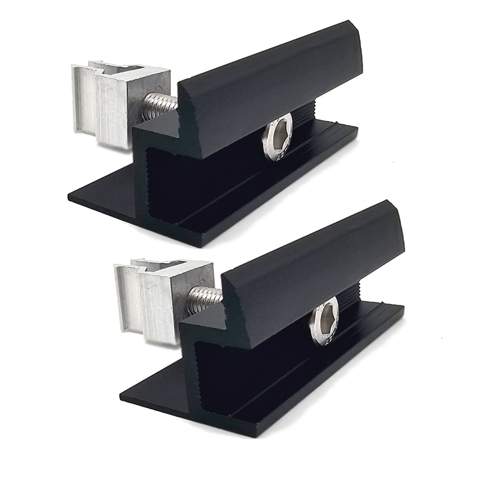 2er-Set Endklemme mit WASI-CLIP für 30 mm Solarmodule – Schwarz eloxiertes Aluminium – schnelle Montage & Potenzialausgleich – 0% MwSt