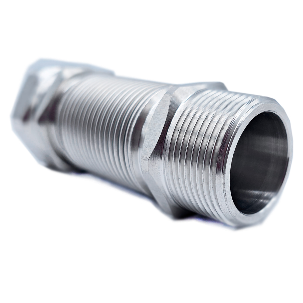 Edelstahlwellrohr 1 1/4" IG/AG – ausziehbar 110–210 mm – Edelstahl AISI 316L – formstabil, flexibel, inkl. Dichtungen – für Heizung, Solar, Industrie
