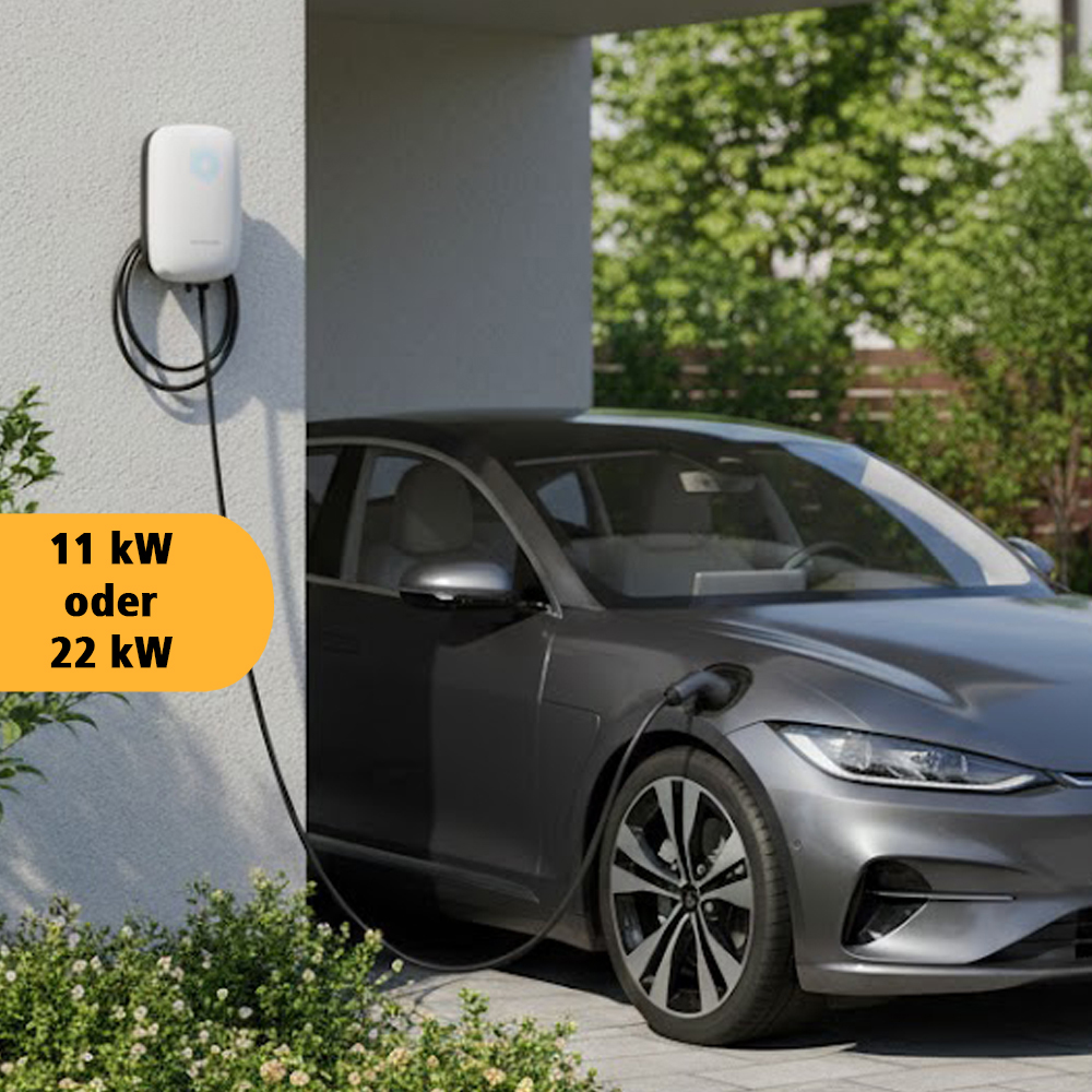 Sungrow AC22E-01 Wallbox 22 kW mit 7 m Typ-2 Kabel – WLAN, LAN, RFID, PV-Überschussladen, IP65, 11/22 kW einstellbar