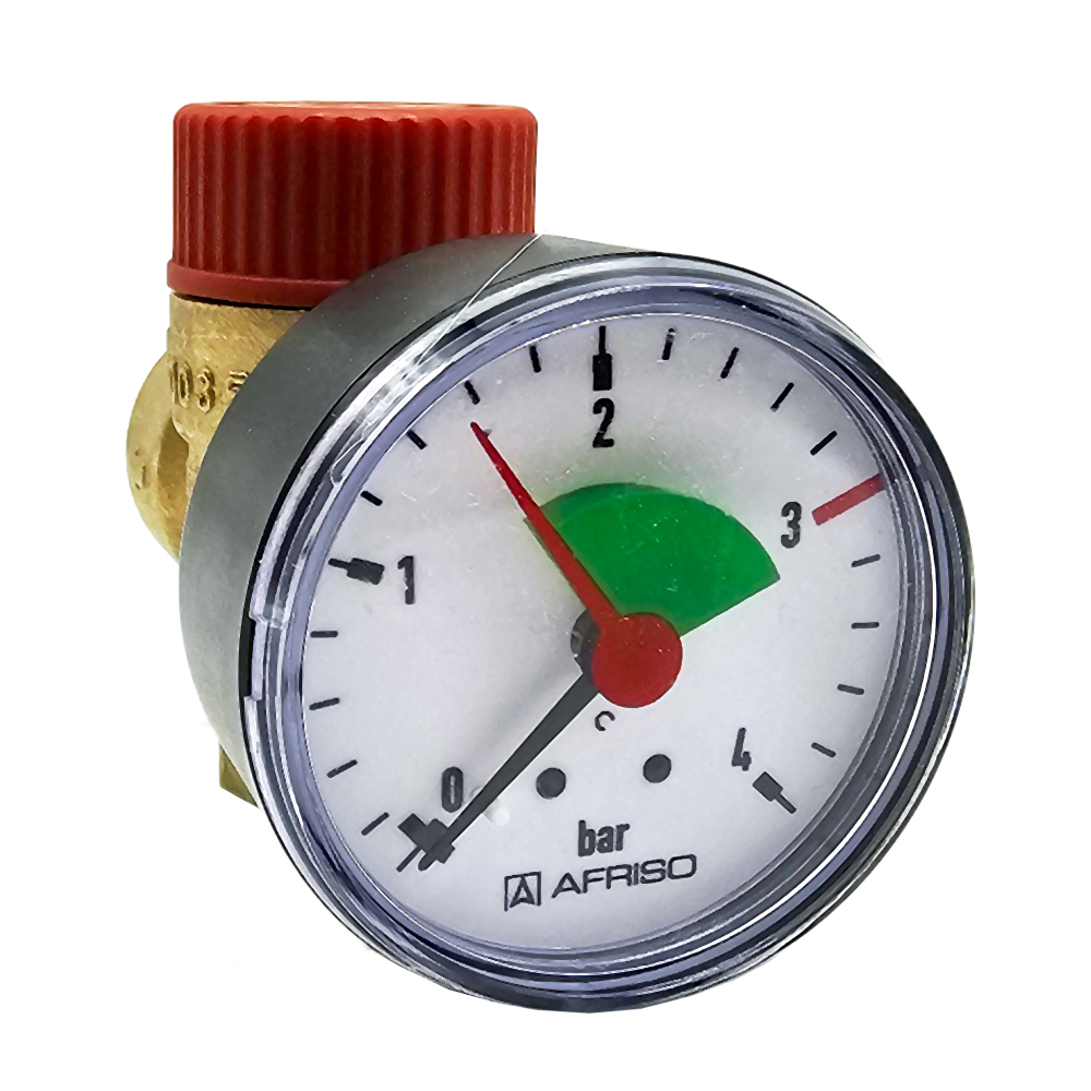 3,0 bar Membran-Sicherheitsventil Überdruckventil Heizung mit Manometer SVM