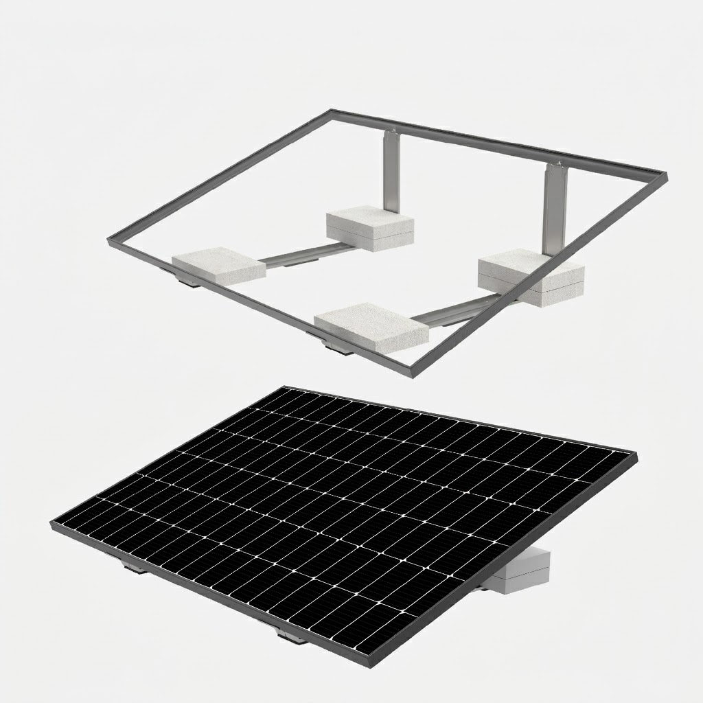 Flachdach PV-Montagesystem 20° für 1 Solarmodul – Photovoltaik Unterkonstruktion Solarhalterung für Dach, Terrasse & Freifläche