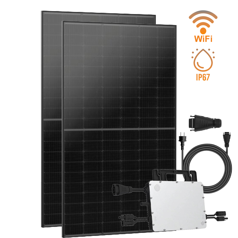 900Wp Balkonkraftwerk 2x450Wp Jolywood Fullblack + Hoymiles HMS-800W-2T Wechselrichter