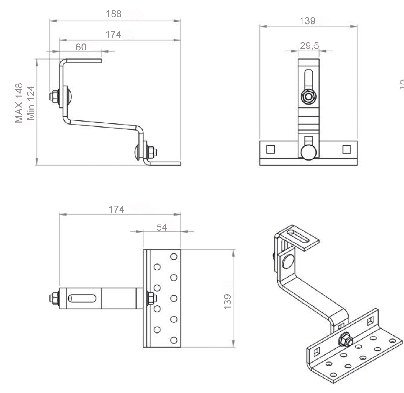 4600-technische-zeichnung-01mNILQIBW7aDm0 Aufdach Montagesystem Eurotherm Solar PRO 10R - Ziegel - verstellbar