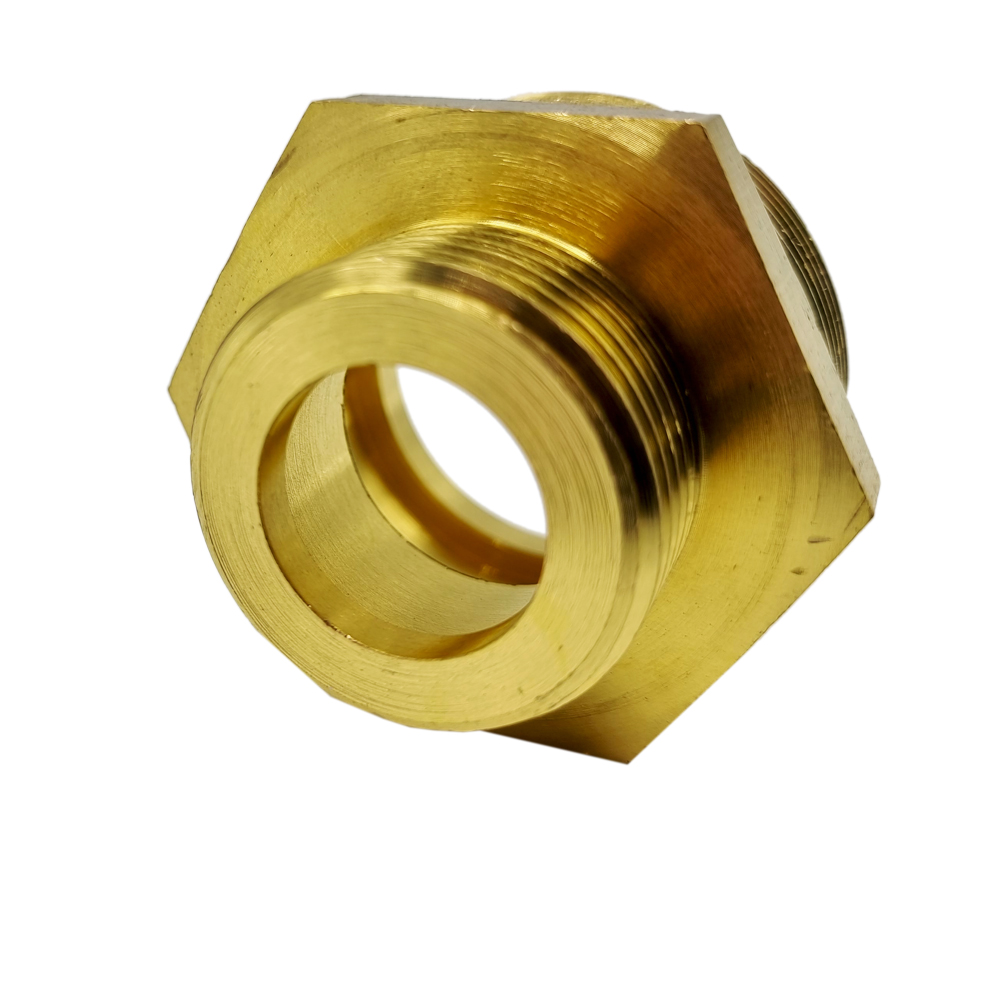 RNZ-003 Reduzierter Doppelnippel 3/4" bis 1 1/2" Messing - beidseitig flachdichtend - Trinkwasser geeignet