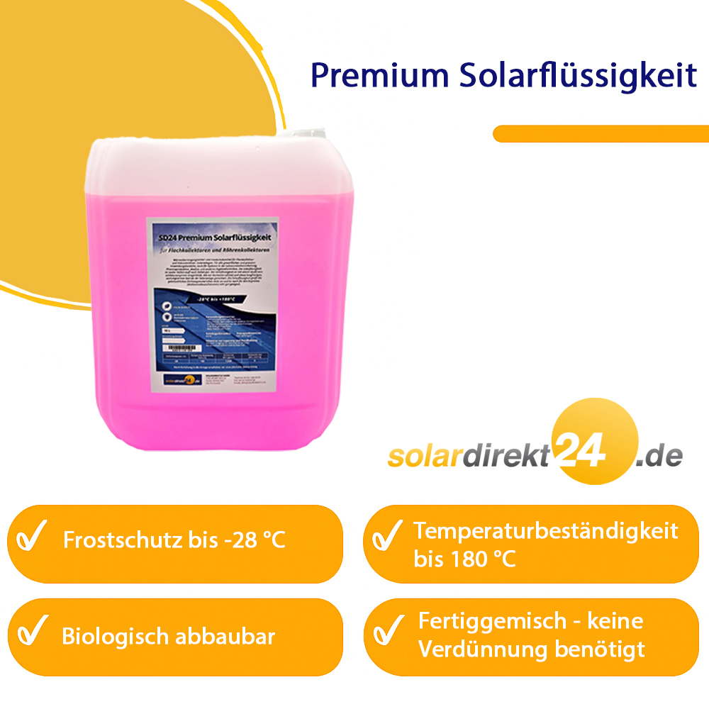 Solarflüssigkeit für Flach- Röhrenkollektoren Fertiggemisch -28°C - 10 Liter