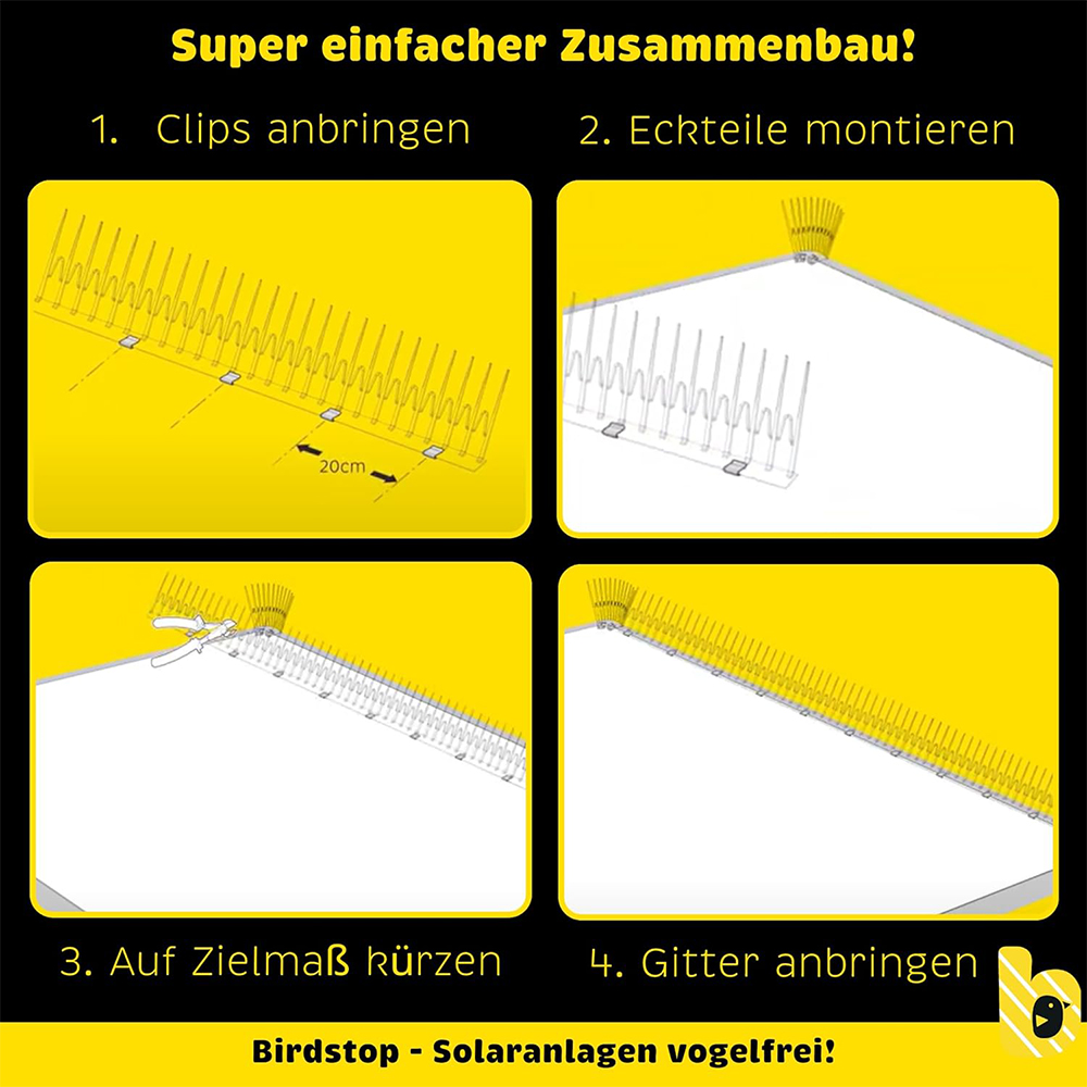 Birdstop Kunstoffclip - Zubehör Vogelschutz für Solaranlagen – Marderschutz für PV-Module & Dach Birdstop Kunstoffclip - Zubehör Vogelschutz für Solaranlagen – Marderschutz für PV-Module & Dach