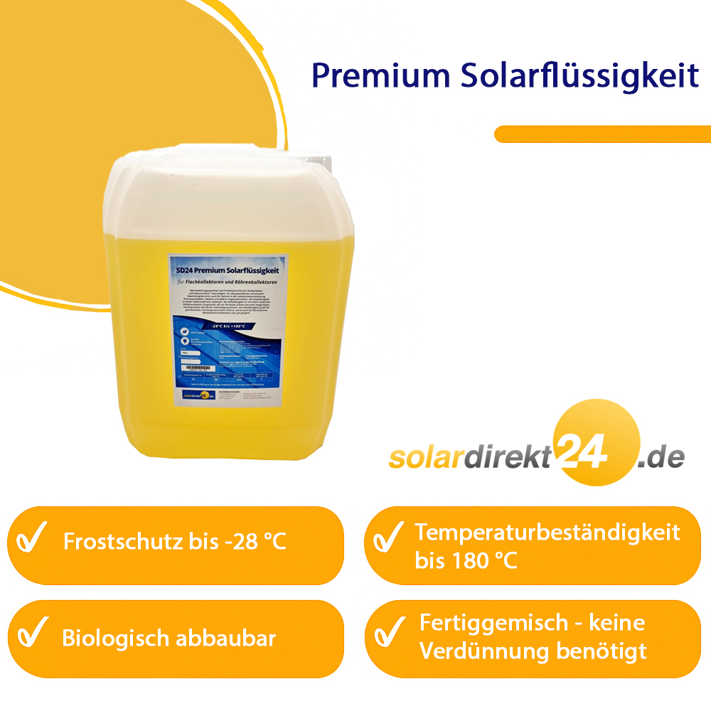 Solarflüssigkeit für Flach- Röhrenkollektoren Fertiggemisch -28°C - 10 Liter