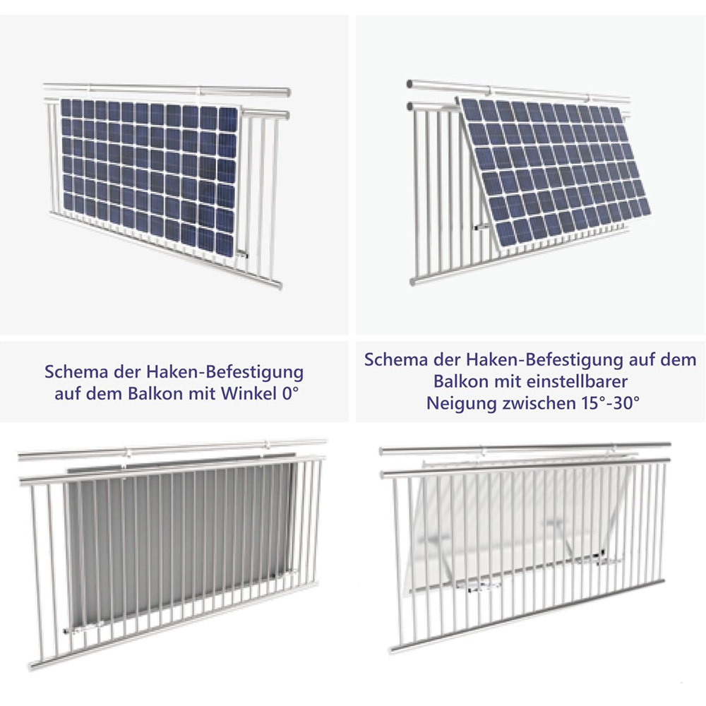 Balkonkraftwerk Halterung bis 30° neigbar 1 oder 2 Module - 0% MwSt.