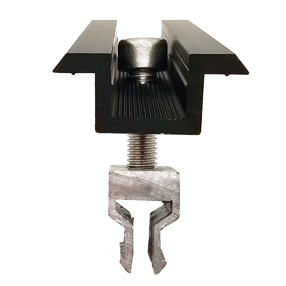2er-Set Mittelklemme mit WASI-CLIP für 30 mm Solarmodule – Aluminium schwarz – stabile PV-Befestigung, schneller Einbau, integrierter Potenzialausgleich - 0% MwSt