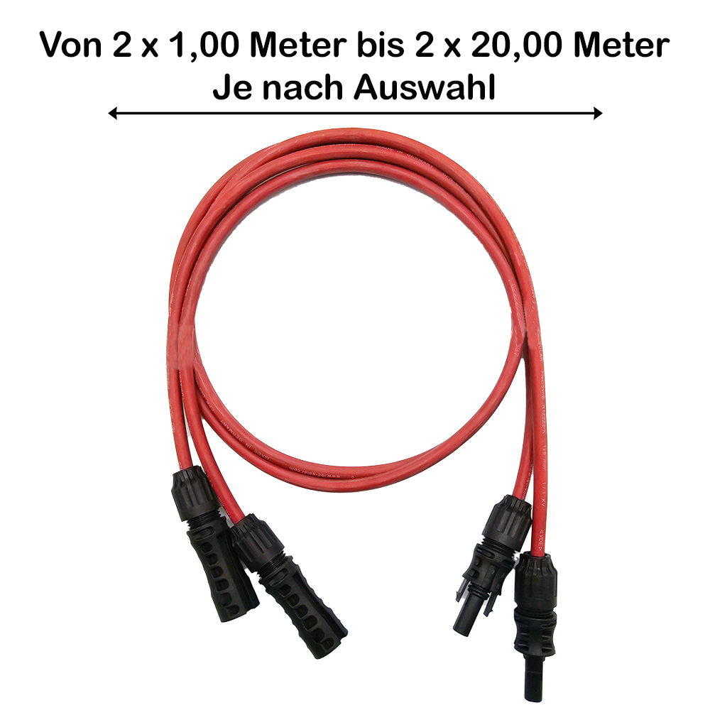 Solar Verlängerungskabel mit MC4-Steckverbindern – IBC FlexiSun 1x6mm² Rot - 0% MwSt.