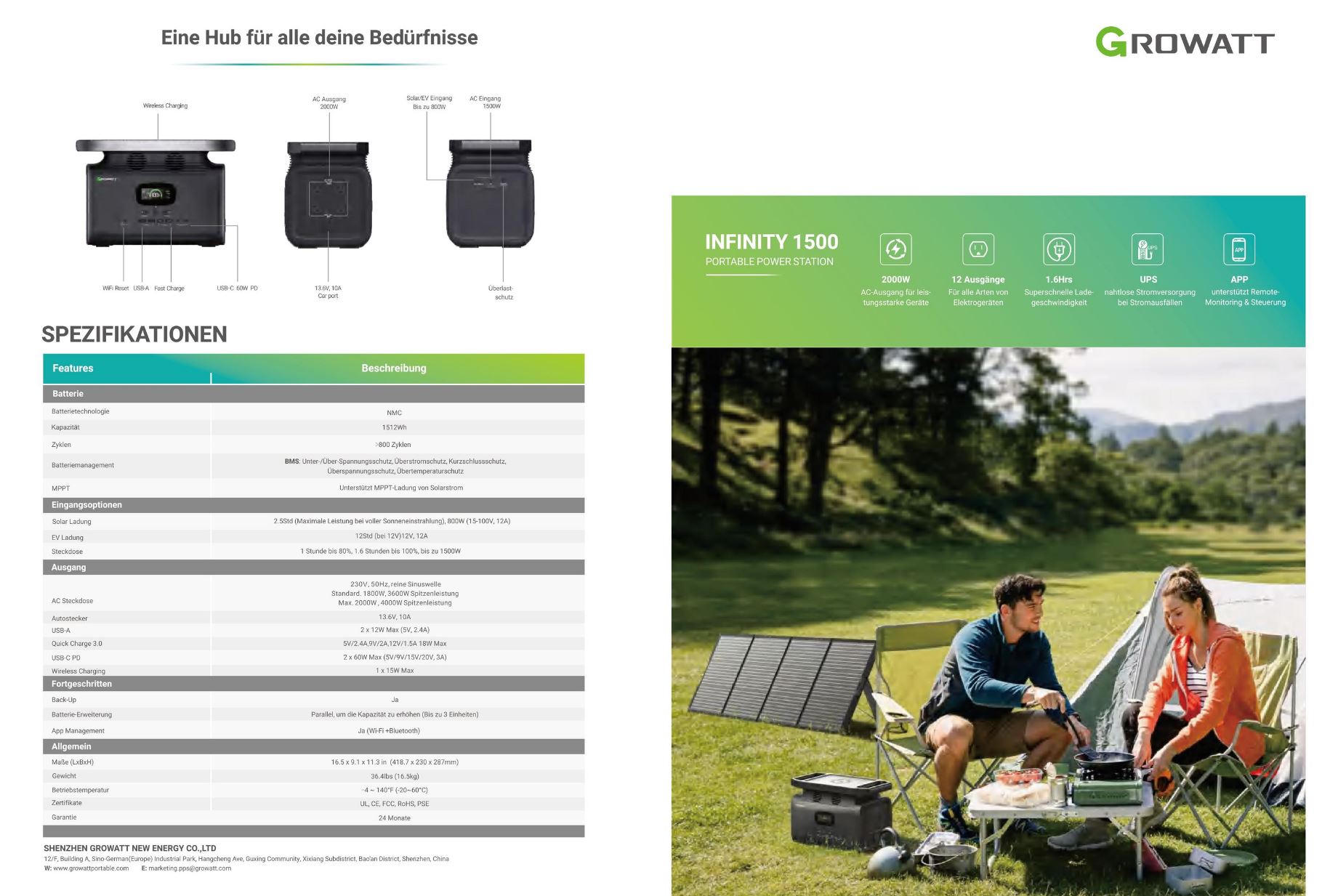 Growatt INFINITY 1500 Tragbare Powerstation 1512Wh 2000W
