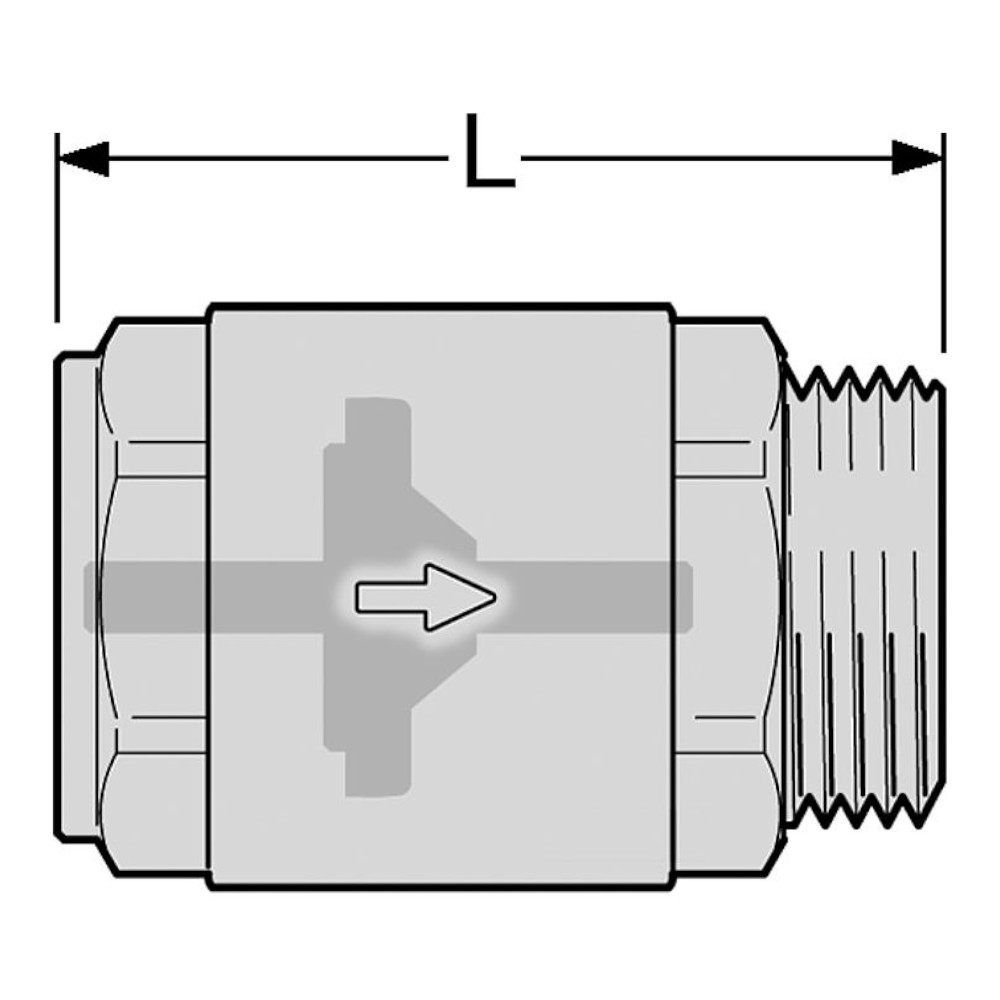 9051125-02 Rückschlagventil IG zu AG 3/8" bis 1 1/4" Schwerkraftbremse bis 110 °C