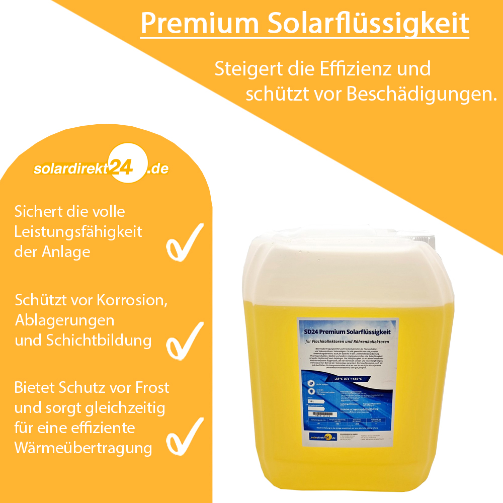 Solarflüssigkeit für Flach- Röhrenkollektoren Fertiggemisch -28°C - 10 Liter
