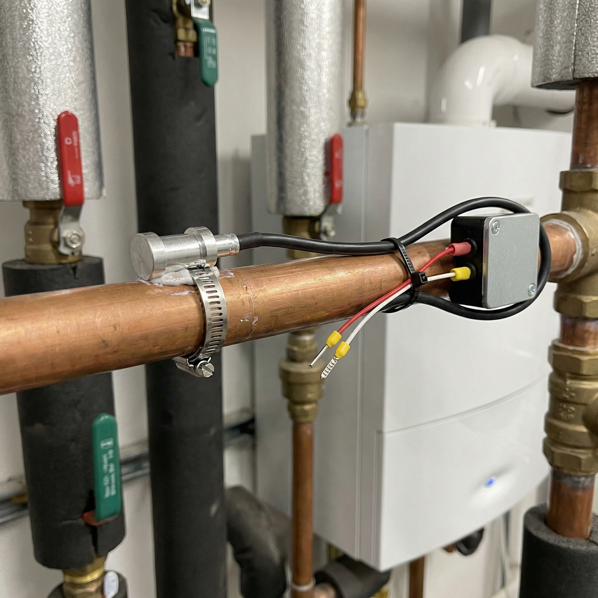 Rohranlegefühler PT1000 mit Silikonleitung – Präziser Temperaturfühler für Heizung, Solar & Wärmepumpe inkl. Rohrschelle und Wärmeleitpaste