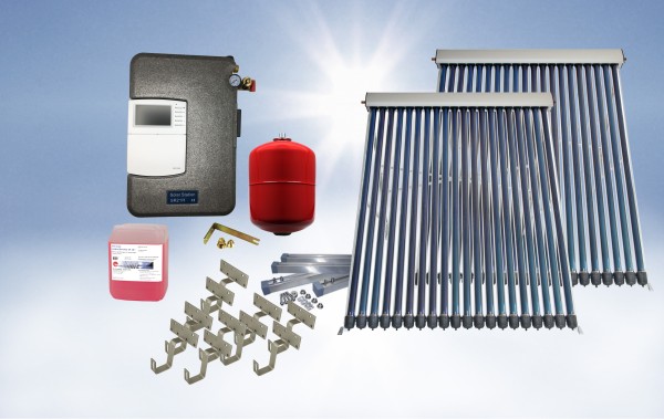 Solarthermie Basic Paket - Eurotherm-Solar-PRO Vakuumröhrenkollektor - 6,2m²