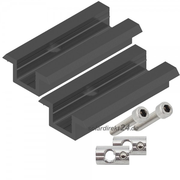 2er-Set Mittelklemme für 30-50 mm Module schwarz inkl. 40mm Schrauben  Photovoltaik PV Solar