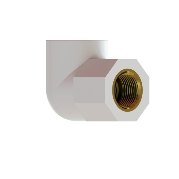 Aqua-Plus - PPR Rohr Winkel 90° IG d = 20 mm x DN15 (1/2"), weiß