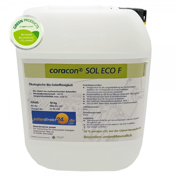 10-50 Liter Ökologische Solarflüssigkeit Coracon Sol ECO F - Temperaturstabil bis 214°C