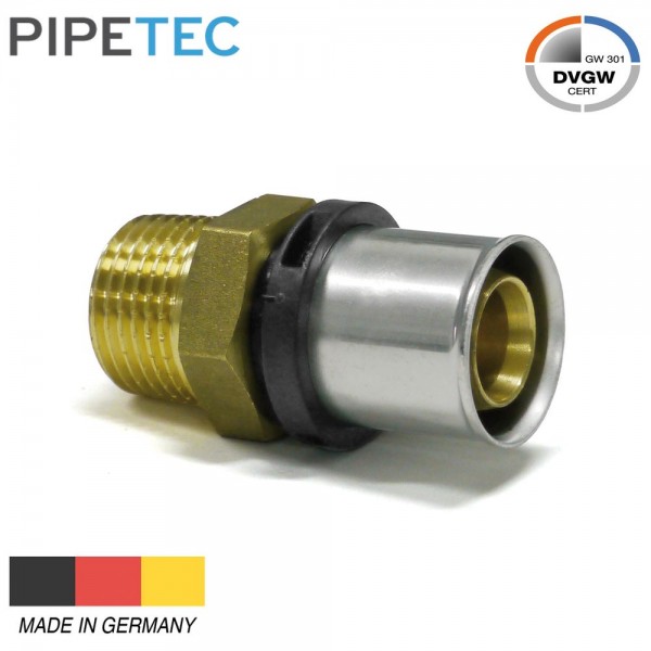 Pipetec Press-Übergang Außengewinde 16x2mm - 3/4" DVGW, TH Pressfitting